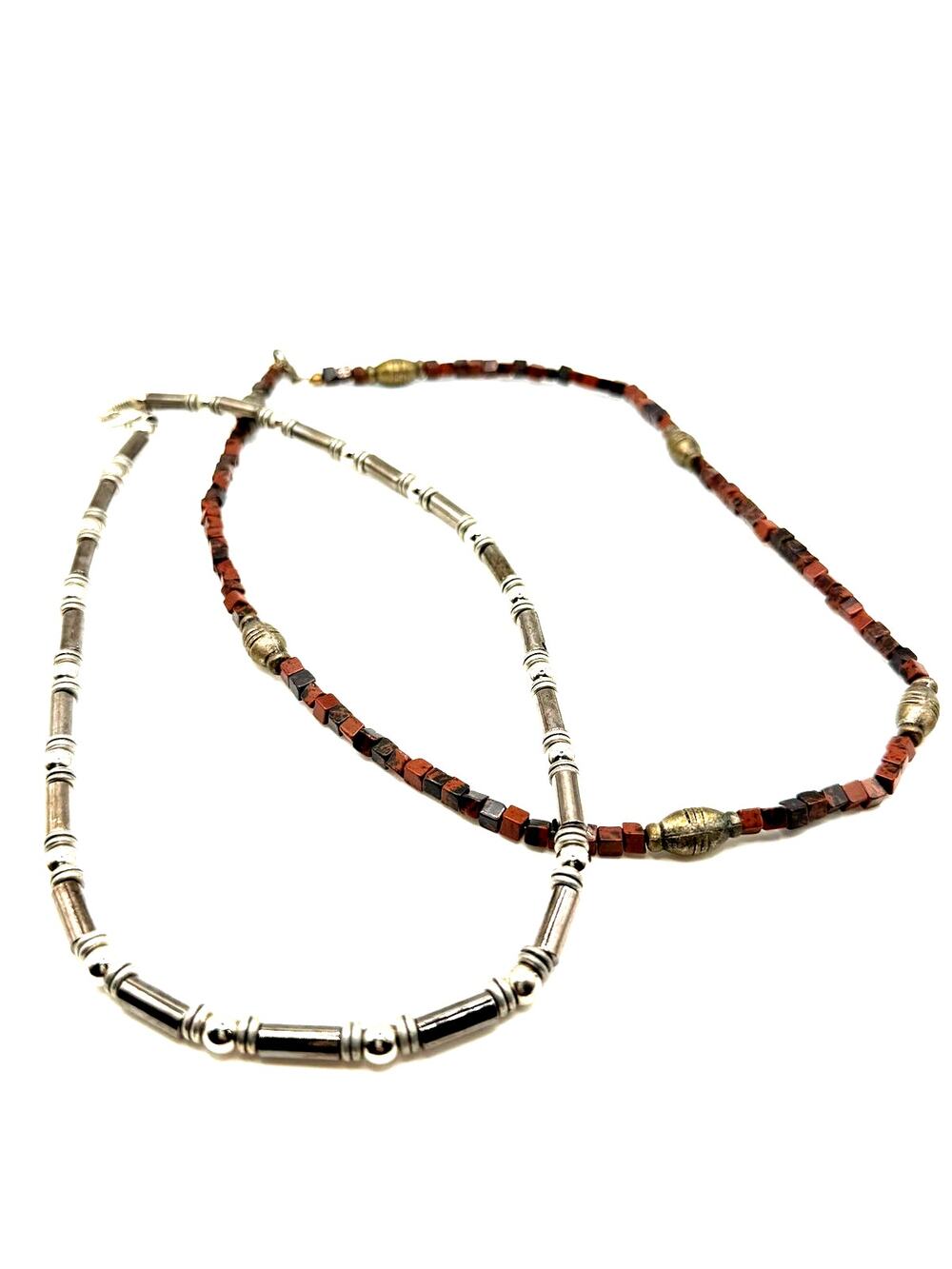 Unisex Necklace Set – 2 Pc Beaded Chains (9" Drop Each)